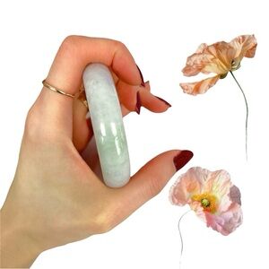 Vintage Chinese Natural Jadeite Jade Oval Bangle Bracelet Lavender Purple Green